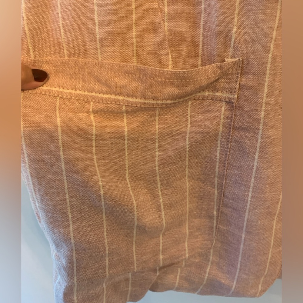 Linen Blend Dusty Rose Pinstripe Oversized Blazer - Picture 4 of 8